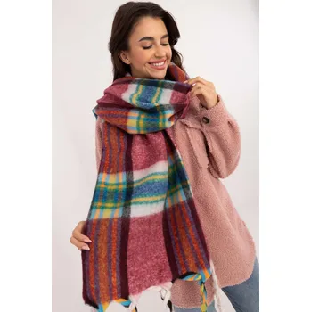 Šála Hřejivá károvaná šála s copy model 50103 vínová