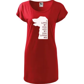 Dámské tričko DOBRÝ TRIKO Dámské tričko/šaty I love my dog Velikost: M, Barva: Červená
