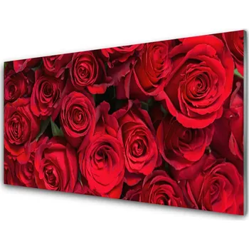 Obraz Plexisklo-obraz Červené Růže Květiny Příroda 125x50 cm 4 Přívěsky