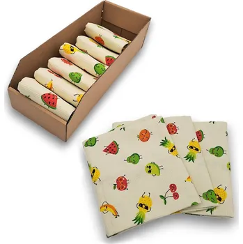 usporadejto.cz 6ks vaflových kuchyňských utěrek + úložný box - OVOCE