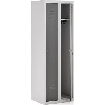 Šatní skříň Šatní skříňka CLICK, demontovaná, 2 sekce, 1800x600x500 mm, šedá, tmavě šedé dveře