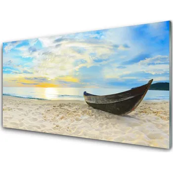 Obraz Obraz na skle Szklany Łódka Plaża Morze 125x50 cm 2 Přívěsky