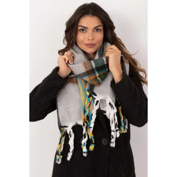 Šála Hřejivá károvaná šála s copy model 50103 šedá