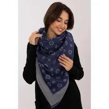 Šála Hřejivá vzorovaná dámská šála model 70161 barva tmavá džínová