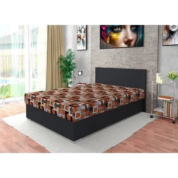 Postel Nabytekmorava Postel s úložným prostorem Kongo 140x200 cm barva lamina: Antracit, Čalounění: Mega 23 oranžová