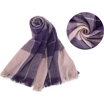 Fialový kostkovaný dámský hřejivý šátek Fronies