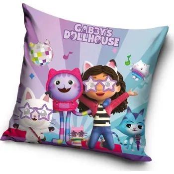 Bytový textil Carbotex Dětský polštářek GÁBININ KOUZELNÝ DOMEK Hvězdy na podiu 40x40cm plyšový fialovomodrý