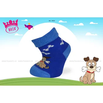 Hoza Kojenecké ponožky FROTÉ- pejsek s ABS - H252 od 69kč Barva: Modrá, Velikost: 6-12 měsíců