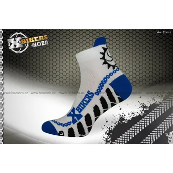 Pánské ponožky Kotníčkové funkční sportovní ponožky HOZA X-BIKERS - H3023 Barva: bílá modrá, Velikost: 35-38