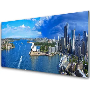 Obraz Obraz na skle Město Moře Domy 125x50 cm 2 Přívěsky