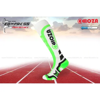 Pánské ponožky Hoza Funkční kompresní podkolenky COOLMAX - H3300 Barva: bílá zelená, Velikost: 35-38