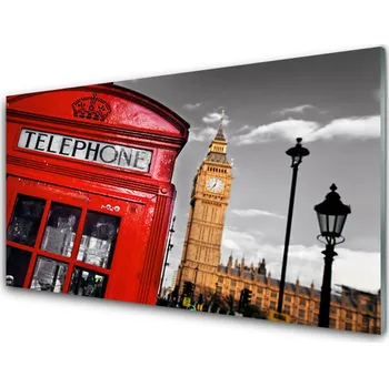 Obraz Obraz na skle Telefonní Budka Londýn 125x50 cm 2 Přívěsky