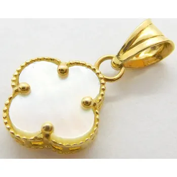 Přívěsek Klenoty Budín Dámský zlatý přívěsek čtyřlístek pro štěstí s perletí 585/0,58gr 01300 (Klenoty Budín Dámský zlatý přívěsek čtyřlístek pro štěstí s perletí 585/0,58gr 01300)