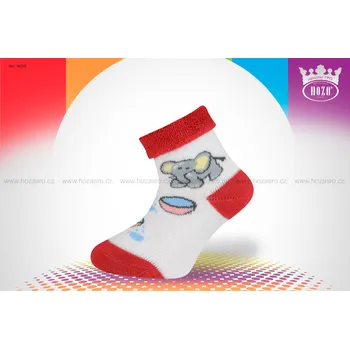 Kojenecké oblečení Hoza Kojenecké ponožky FROTÉ - slon s míčkem - H250 Barva: červená, Velikost: 6-12 měsíců