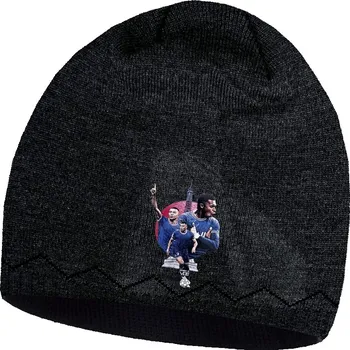 Čepice Numberoplus Dětská fotbalová pletená čepice Francie - Kylian Mbappé Sports Barva: Tmavá šedá