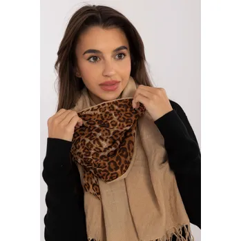 Šála Viskózová dámská šála se vzorem pantera model A9788 béžová