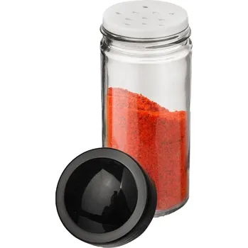 Dóza na potraviny Orion Kořenka skleněná s černým víčkem a sypátkem BLACK 80ml