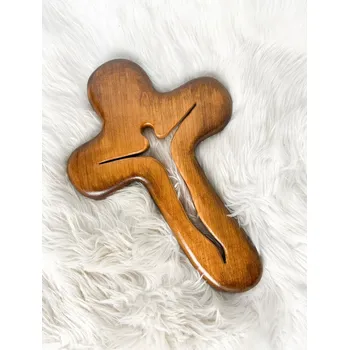 Dřevěný dubový kříž 42x29 cm odstím ořech