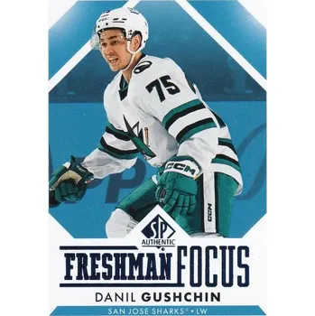 Karetní hra insert RC karta DANIL GUSHCHIN 23-24 SP Authentic Freshman Focus Blue číslo FF-46