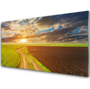 Obraz Obraz na skle Pole Nebe Slunce Příroda 100x50 cm 2 Přívěsky