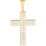 JVD Dámský zlatý přívěsek se zirkony křížek ZP0233XJ71-4100