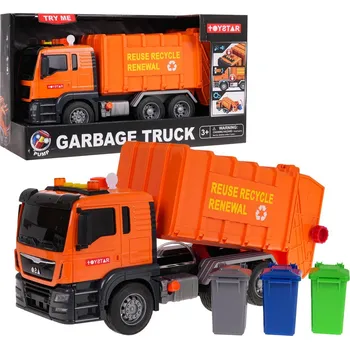 autíčko Toystar Garbage Truck popelářské auto s funkcí zvuku oranžové