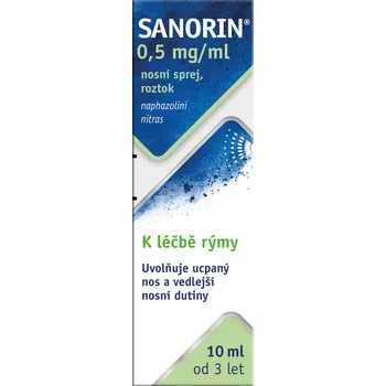 Nosní sprej SANECA PHARMACEUTICALS Sanorin 0,5 mg/ml nosní sprej roztok 10 ml
