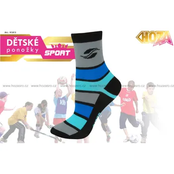 Dětské ponožky HOZA s elastanem - Pruhy - H1813 Barva: Modrá, Velikost: 27-30