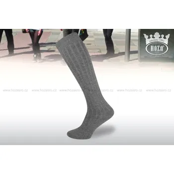 Pánské ponožky Hoza Pánské podkolenky s elastananem, žebrované - nadměrné-od 99kč - H028 Barva: tmavá šedá, Velikost: 32-33