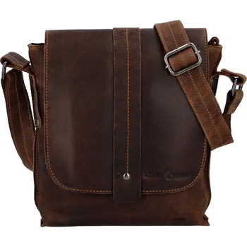 Pánská kožená crossbody taška khaki - Greenwood Chester Khaki