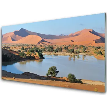 Obraz Obraz na skle Jezero Poušť Krajina 125x50 cm 2 Přívěsky