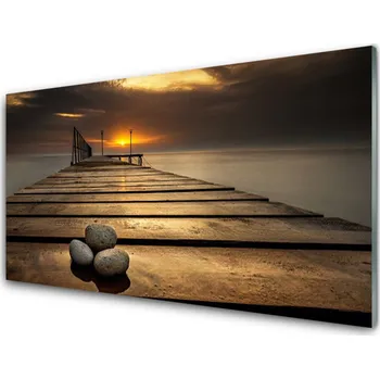 Obraz Obraz na skle Moře Molo Západ Slunce 100x50 cm 2 Přívěsky