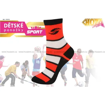 Dětské ponožky HOZA s elastanem - Pruhy - H1813 Barva: červená, Velikost: 23-26