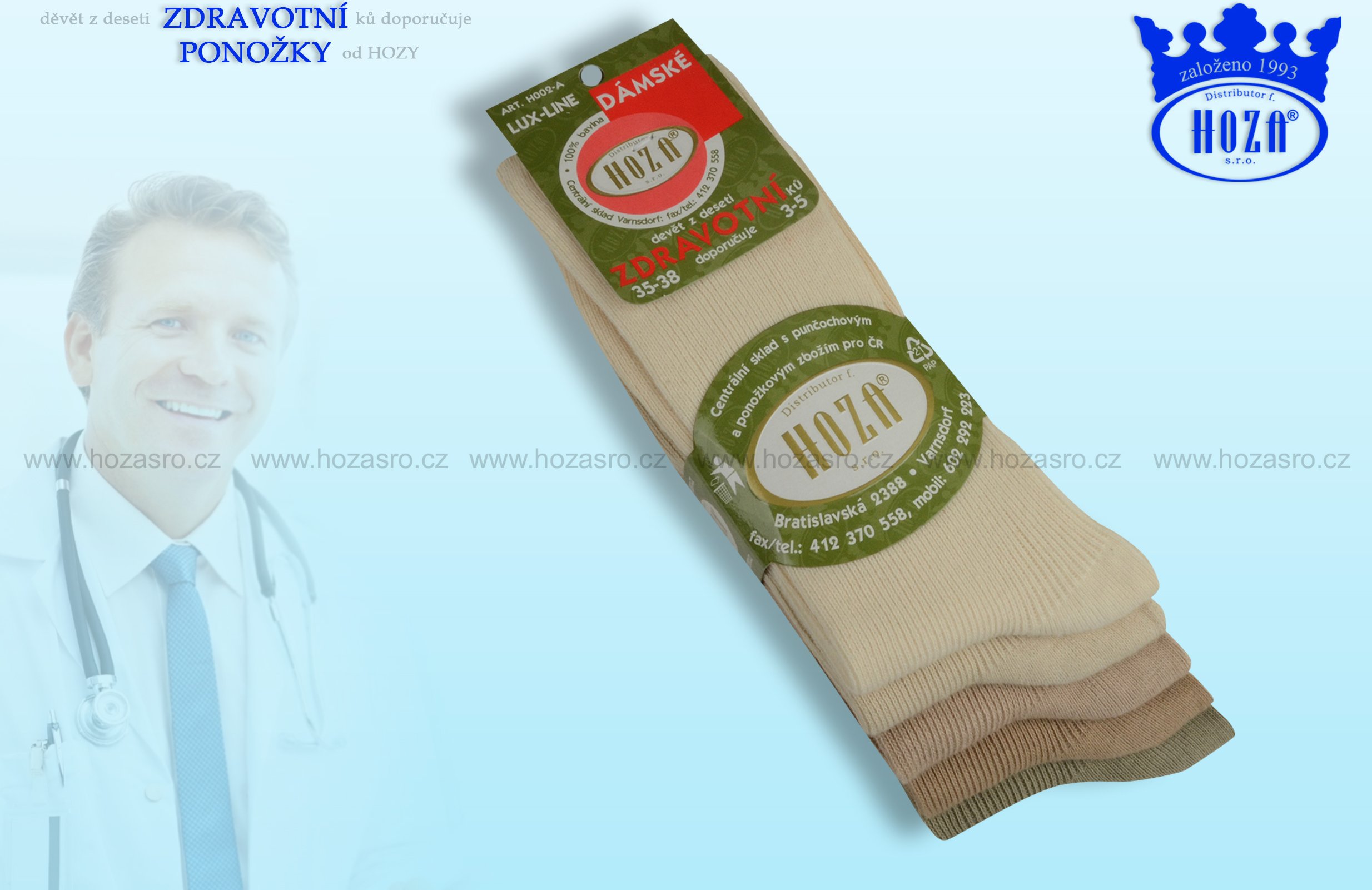 Hoza Dámské ponožky zdravotní, 100% bavlna - hnědý mix - H002-A Barva: Balíček hnědý 5párů, Velikost: 39-42