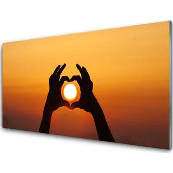 Obraz Obraz na skle Ruce Srdce Slunce Láska 140x70 cm 2 Přívěsky