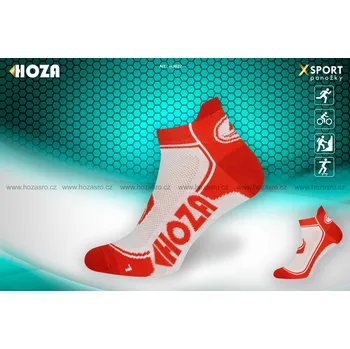 Dámské ponožky Hoza Kotníčkové funkční sportovní - H3022 Barva: bílá červená, Velikost: 35-38