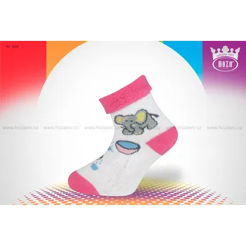 Kojenecké oblečení Hoza Kojenecké ponožky FROTÉ - slon s míčkem - H250 Barva: růžová, Velikost: 0-6 měsíců