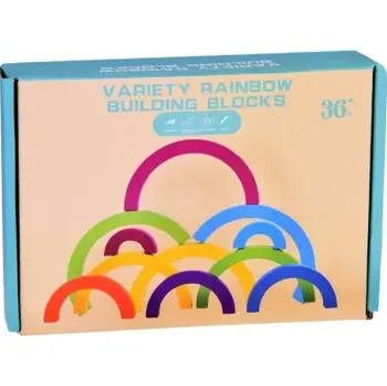 Dřevěná hračka Dřevěná Montessori skládačka – barevná duha