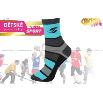 Dětské ponožky HOZA s elastanem - Pruhy - H1813 Barva: tyrkysová, Velikost: 19-22