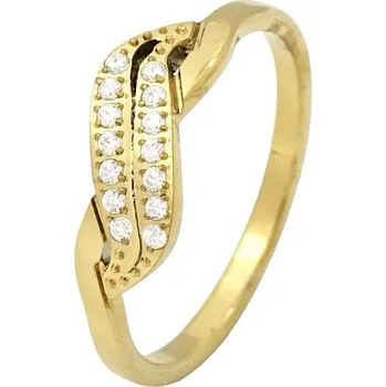 Prsten Pozlacený prsten z chirurgické oceli s kameny