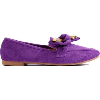 Dámské mokasíny Fialové semišové mokasíny s mašlí H8-586PU Velikost: 38