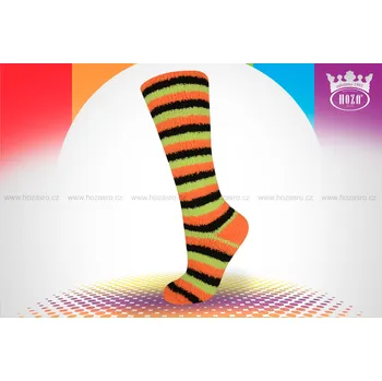 Dětské podkolenky HOZA ženilkové - pruhované - H4900 Barva: černá oranžová zelená, Velikost: 31-34