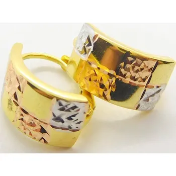 Náušnice Klenoty Budín Dámské mohutné náušnice ze tří barev zlata 585/1,57gr 01810 (Klenoty Budín Dámské mohutné náušnice ze tří barev zlata 585/1,57gr 01810)