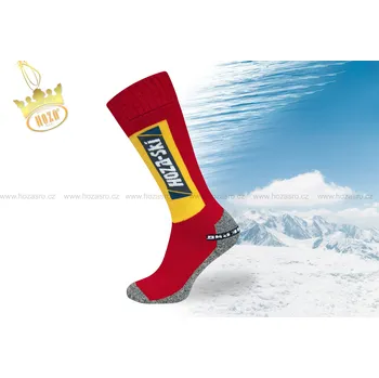 Pánské ponožky Pánské HOZA SKI - zimní lyžařské ponožky - H204-B Barva: červená se žlutou, Velikost: 39-42