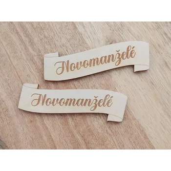 Domovní cedule Dřevěná cedulka NOVOMANŽELÉ - 9 x 3 cm