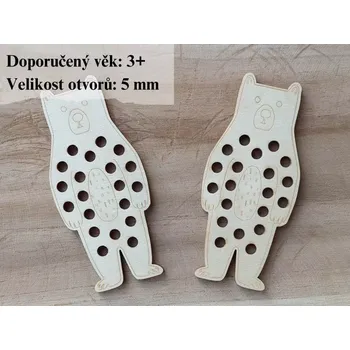 Dřevěný medvěd na vyšití 10 x 4,5 cm