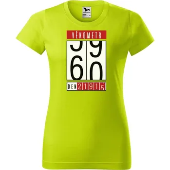 Dámské oblečení DOBRÝ TRIKO Dámské tričko s potiskem Věkometr 60 Barva: Limetková, Velikost: XS