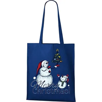 Nákupní taška DOBRÝ TRIKO Bavlněná taška s potiskem Merry Christmas! Barva: Královsky modrá