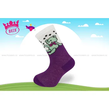 Hoza Kojenecké ponožky slabé - medvídek - H255 Barva: Fialová, Velikost: 0-6 měsíců
