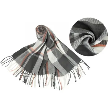Šátek Šedý kostkovaný dámský hřejivý šátek Fronies
